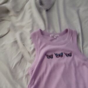 Purple Butterfly Print Tank Top NEW YEARS SALE